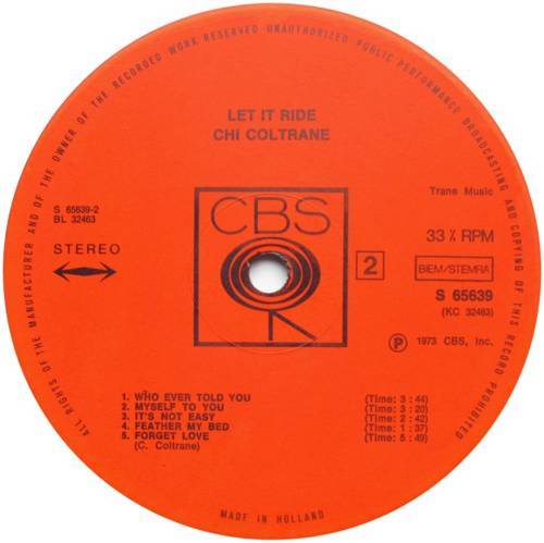 Chi Coltrane Let It Ride : LP Label B